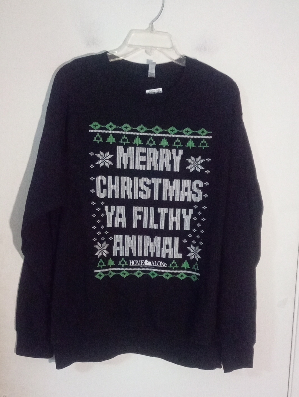 Merry Christmas Ya Filthy Animal Black Graphic Sweater Unisex Large NWT